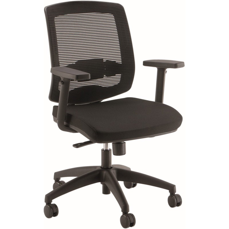 Fauteuil de bureau Malice Tissu et Maille Noir Hauteur réglable - Accoudoirs Dossier Roulettes