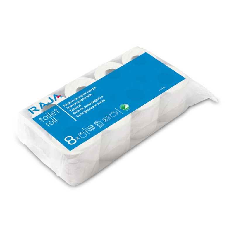 RAJA Papier toilette double épaisseur Confort blanc - 8 rouleaux de 180 feuilles