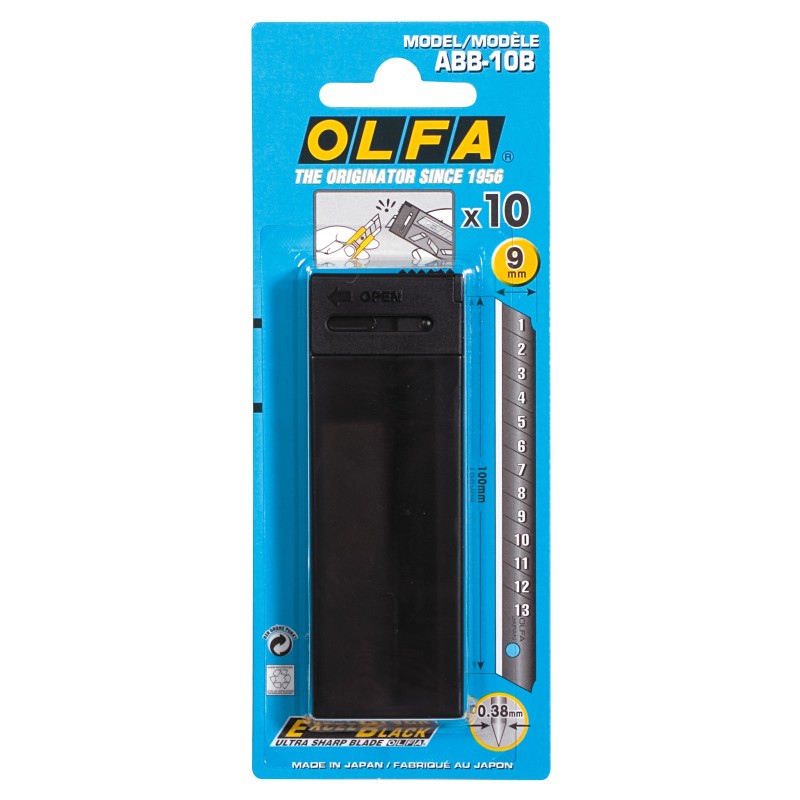 Olfa Lames de rechange ABB-10B pour cutter - 9 mm, Noir