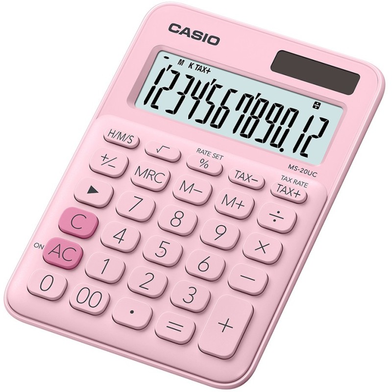 Casio Calculatrice de bureau MS-20UC - 12 chiffres - Rose