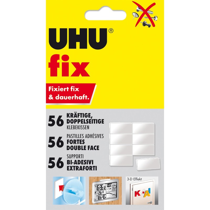 Uhu Pastilles adhésives fortes Patafix double-face détachables, réutilisables, blanches