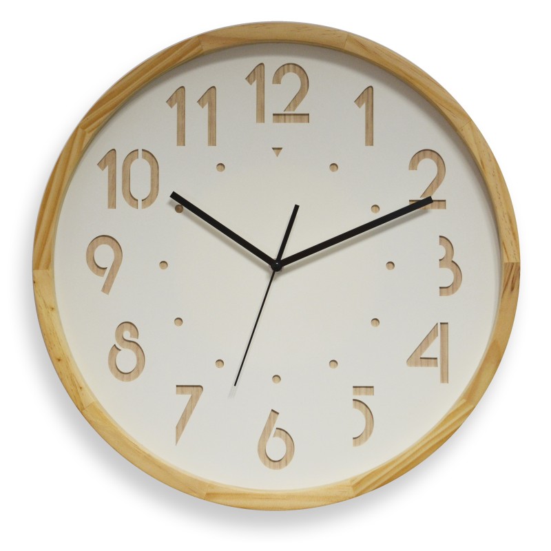 ORIUM Horloge murale analogique Oslo silence, Ø 41 cm - Coloris bois clair