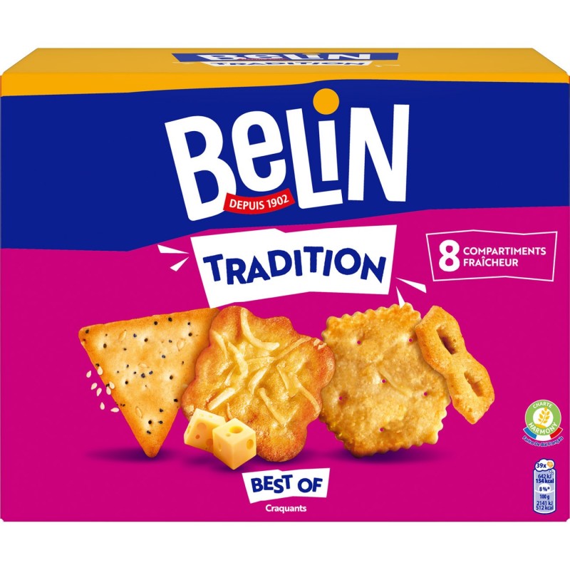 BELIN biscuits salés Tradition, 4 variétés - Boîte de 720 g