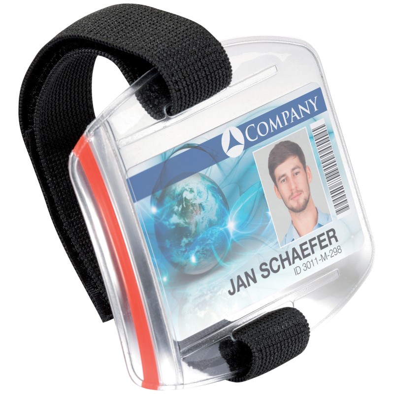 Durable Support pour brassard porte-badge, lanière pour le bras ajustable, transparent