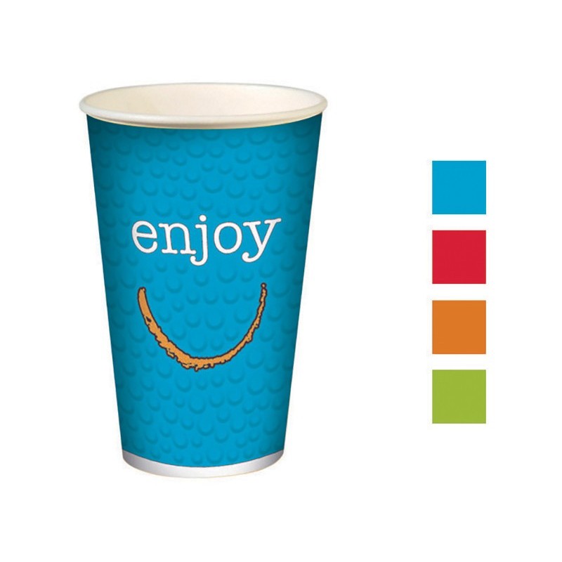 HuhtamaKI Gobelet en carton recyclable Enjoy 30 cl couleurs assorties - Lot de 100