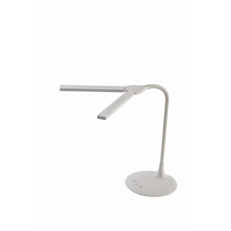 Alba Lampe de bureau Twin - Led intégrée - 6W - Rechargeable par USB - 2 têtes orientables - Blanc