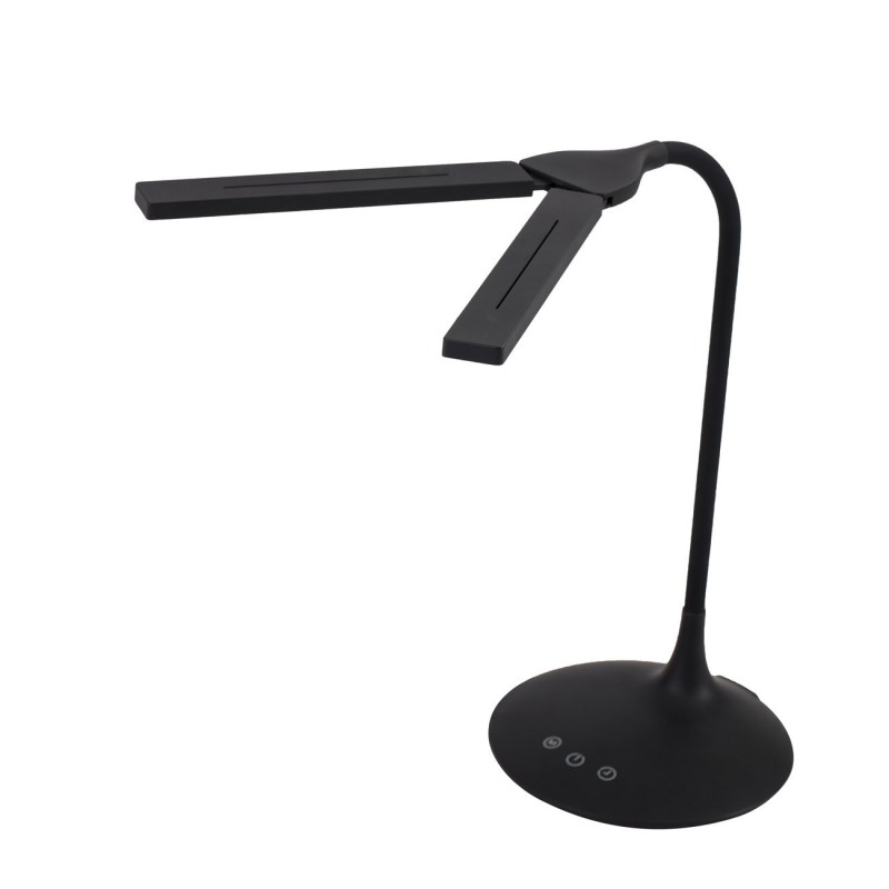 Alba Lampe de bureau Twin - Led intégrée - 6W - Rechargeable par USB - 2 têtes orientables - Noir