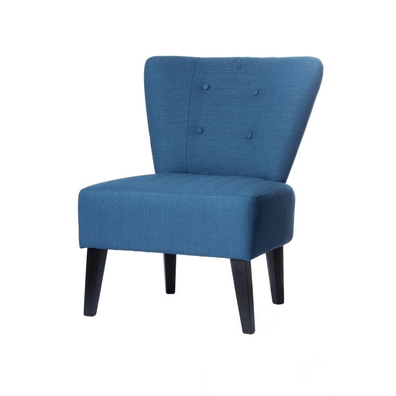 Siège d'accueil Brighton Pieds bois noir Tissu bleu