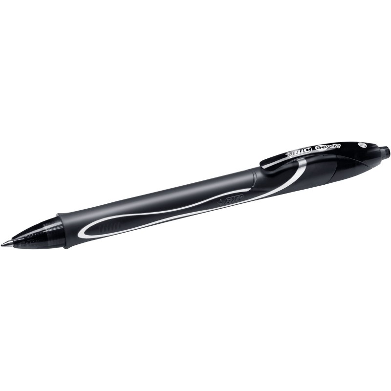 BIC GELOCITY Stylo roller rétractable pointe moyenne de 0,7 mm zone de préhension en caoutchouc - Encre gel noire