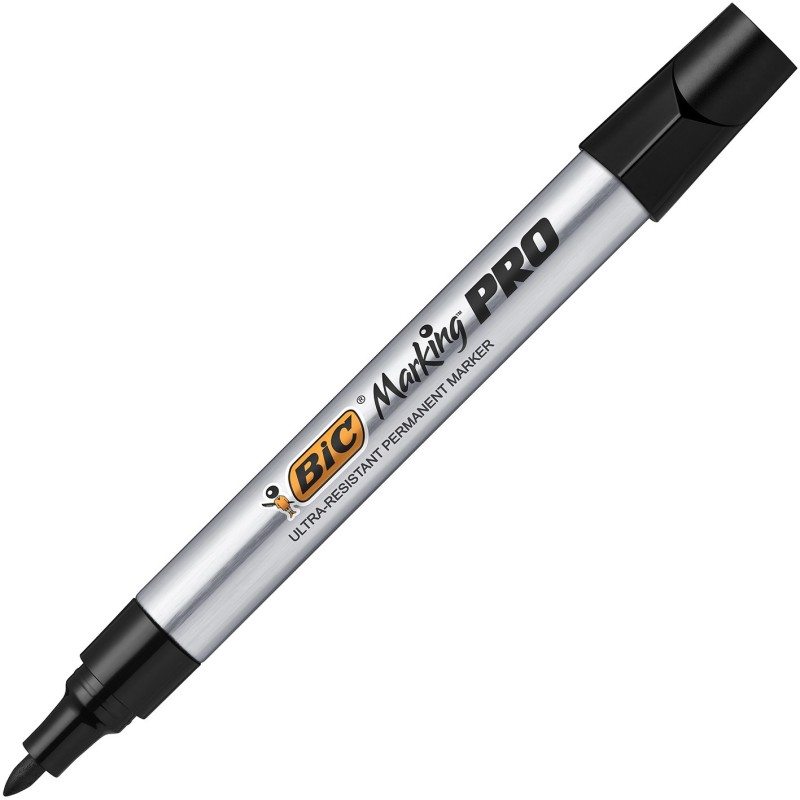 BIC Marking Pro - Marqueur permanent corps métal pointe ogive trait 1,1 mm - Noir