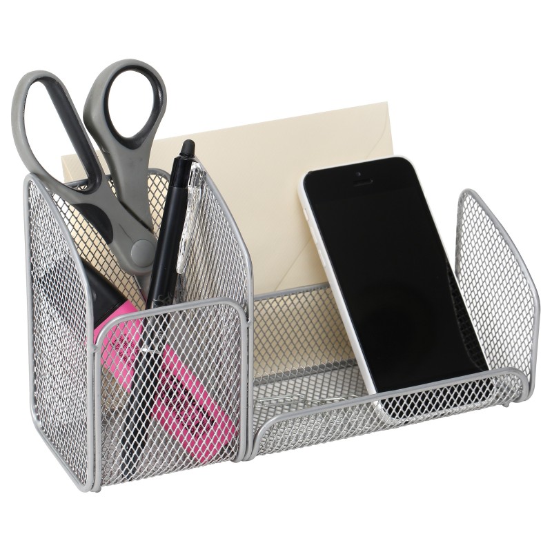 Alba Organiseur de bureau Meshtri 3 cases en métal Mesh - Gris