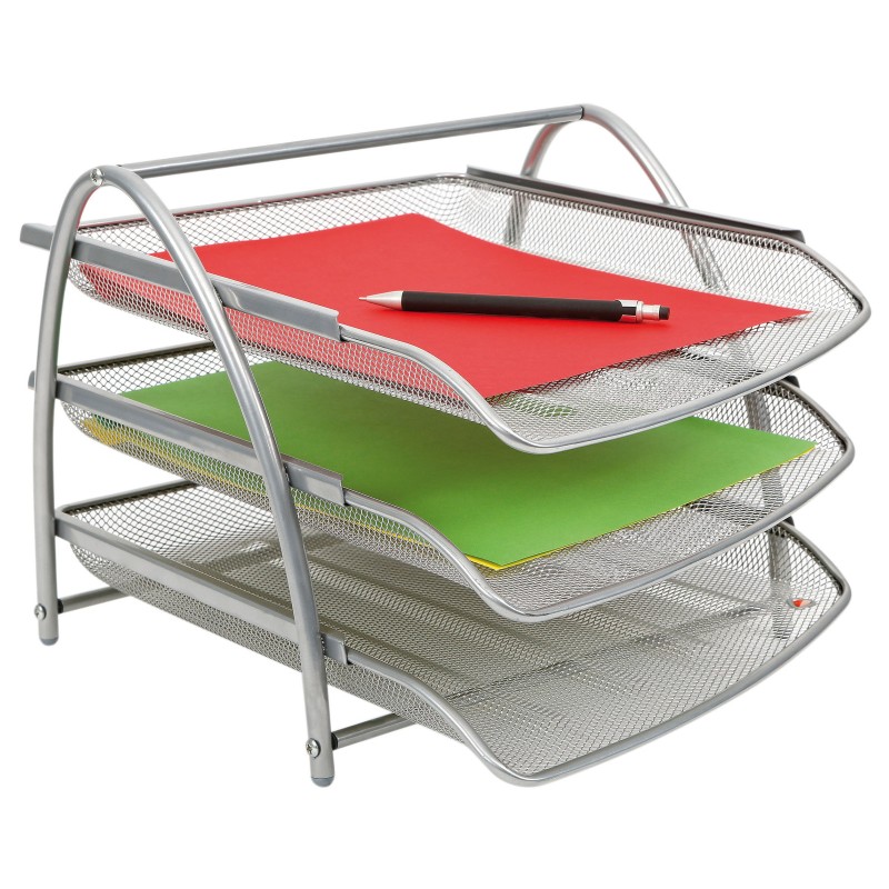 Alba Corbeille à courrier Meshtray métal - Lot de 3 - Gris
