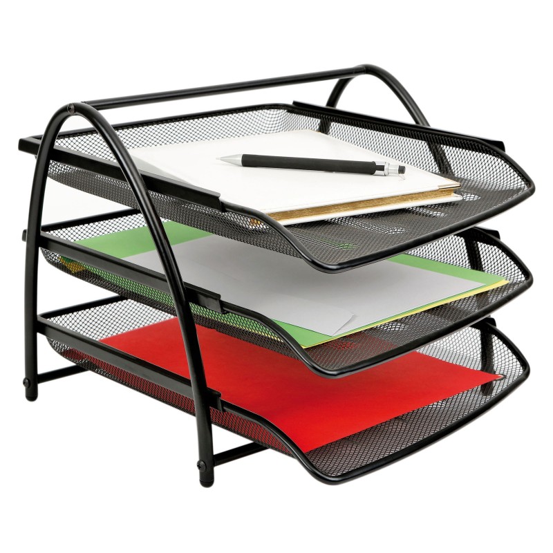 Alba Corbeille à courrier Meshtray métal - Lot de 3 - Noir
