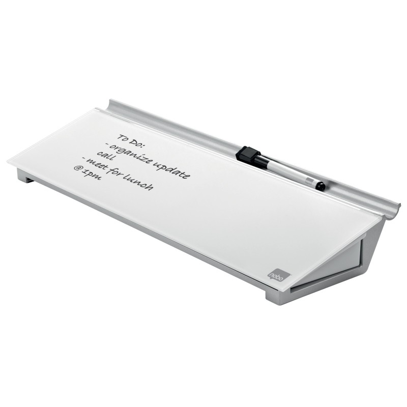Nobo Bloc-notes personnel surface en verre trempé L.46 x P.15 cm - Blanc brillant