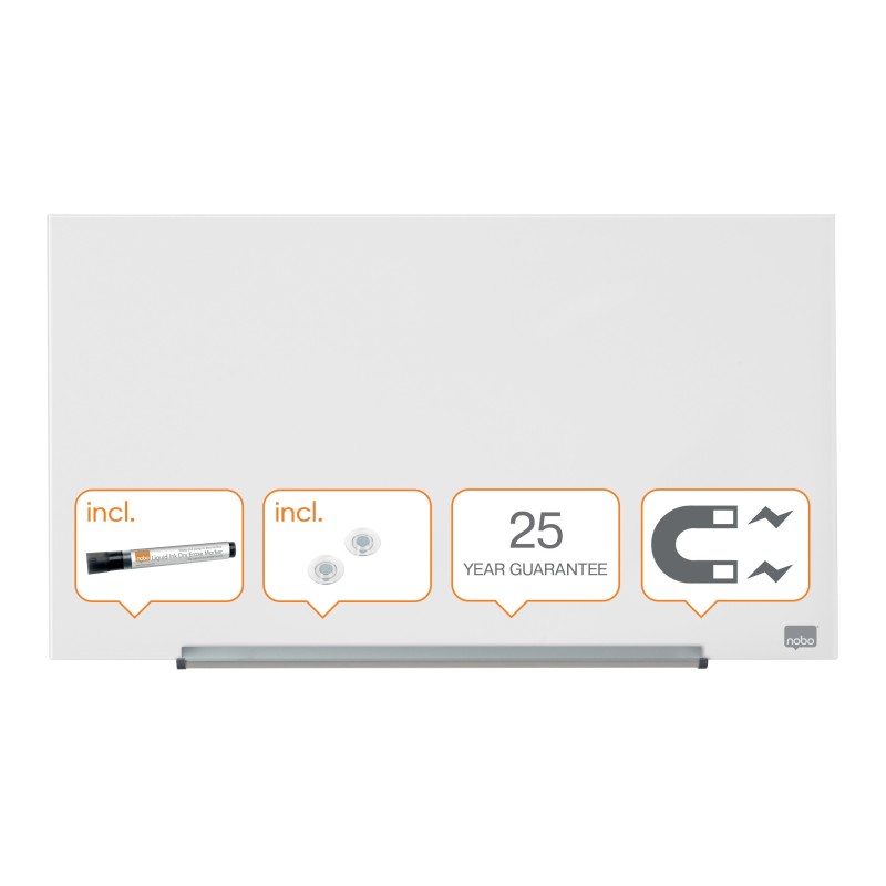Nobo Tableau blanc verre trempé Diamond - Surface magnétique - L.70 x H.40 cm