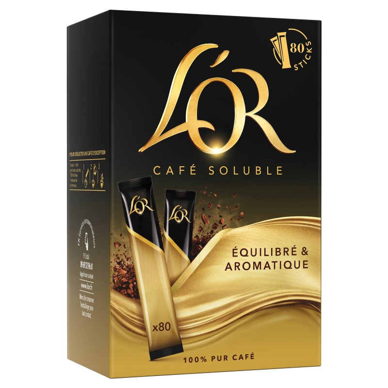 L'OR Café soluble Classique, 100 % Arabica - 80 doses de 1,8 g - Intensité 5