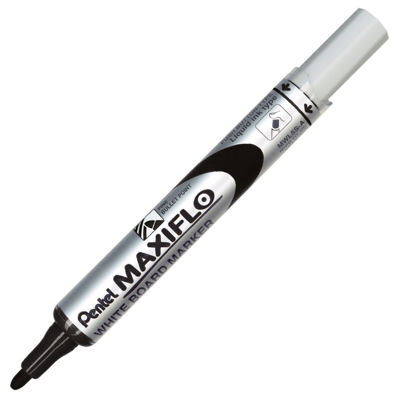 Pentel Marqueur pour tableau blanc Maxiflo, encre liquide, pointe ogive, largeur de trait 1,1 mm, Noir