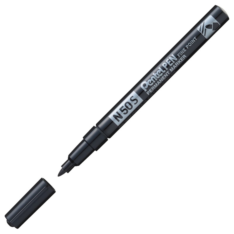 Pentel N50S - Marqueur permanent pointe ogive trait 1 mm - Noir