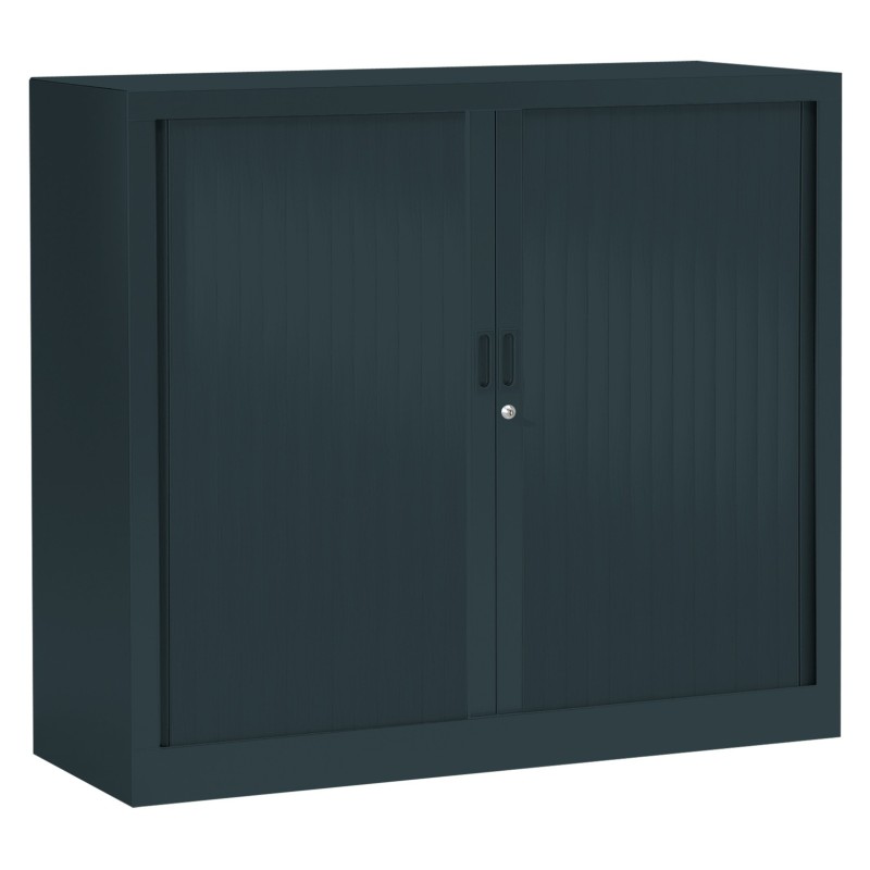 Armoire à rideaux métal monobloc Généric - H.100 x L.120 cm - Corps Anthracite - Rideaux Anthracite