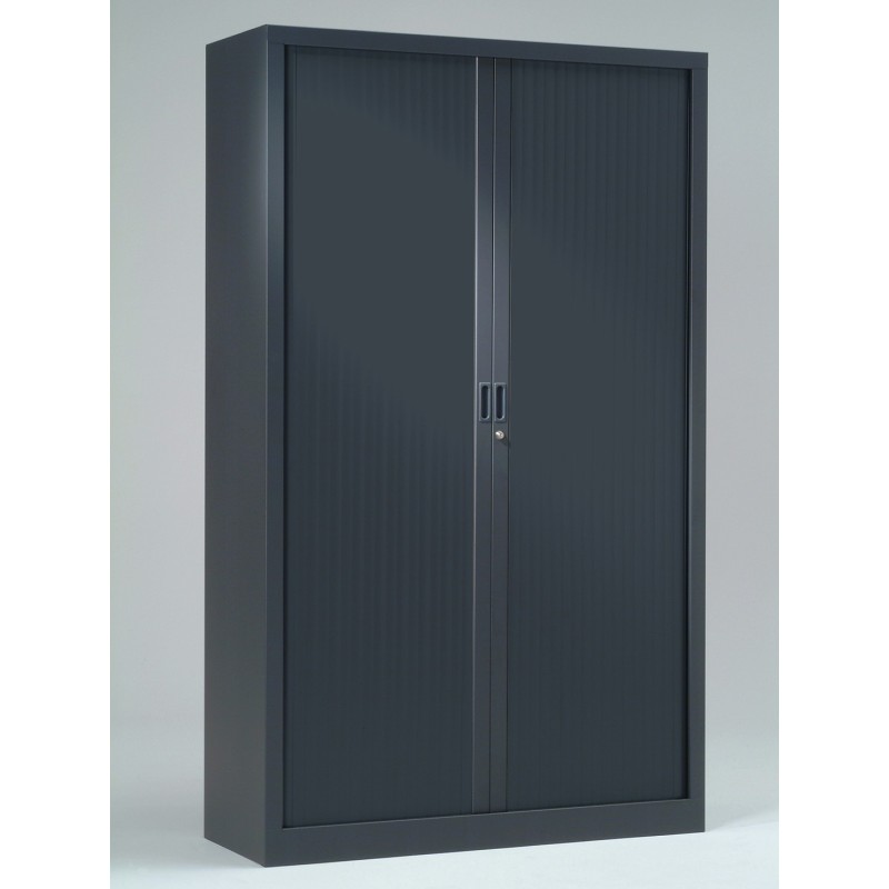 Armoire à rideaux métal monobloc Généric - H.198 x L.120 cm - Corps Anthracite - Rideaux Anthracite