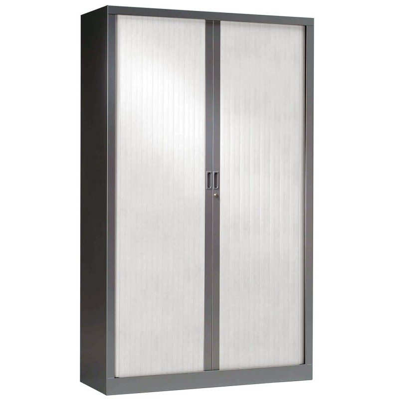 Armoire à rideaux métal monobloc Généric - H.198 x L.120 cm - Corps Aluminium - Rideaux Blanc