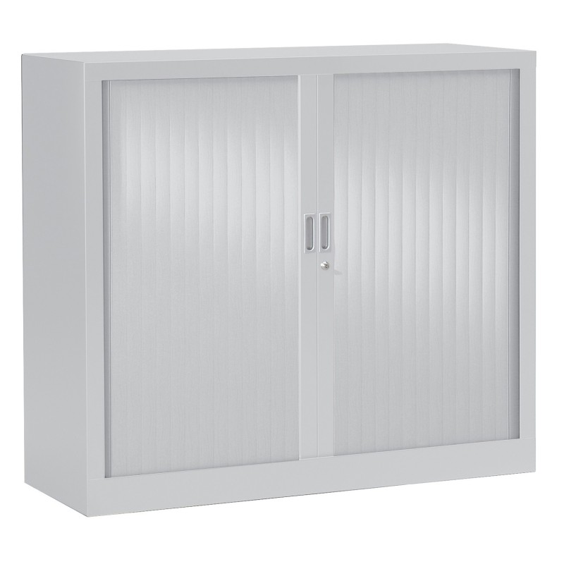 Armoire à rideaux métal monobloc Généric - H.100 x L.120 cm - Corps Gris - Rideaux Gris