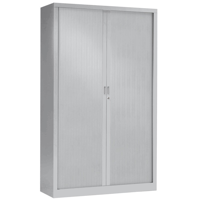 Armoire à rideaux métal monobloc Généric - H.198 x L.120 cm - Corps Gris - Rideaux Gris