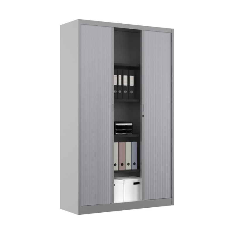Armoire à rideaux métal Classtout - H.198 x L.120 cm - Corps Gris - Rideaux Gris