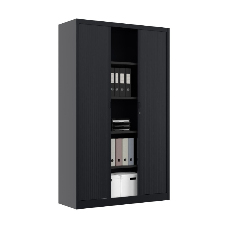 Armoire à rideaux métal Classtout - H.198 x L.120 cm - Corps Anthracite - Rideaux Anthracite