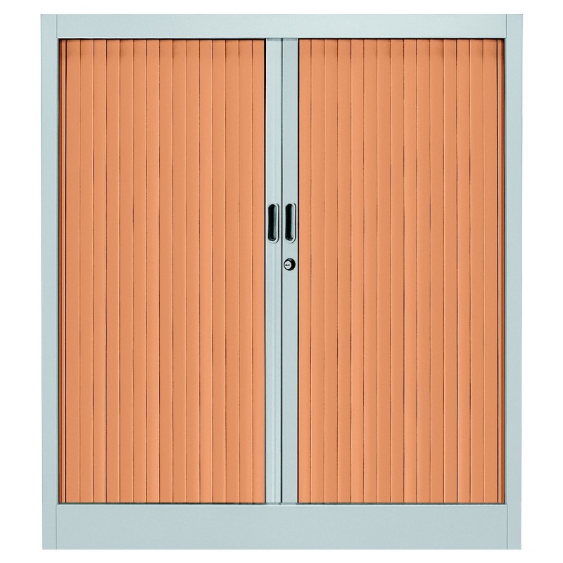 Armoire à rideaux métal Classtout - H.100 x L.120 cm - Corps Aluminium - Rideaux Hêtre