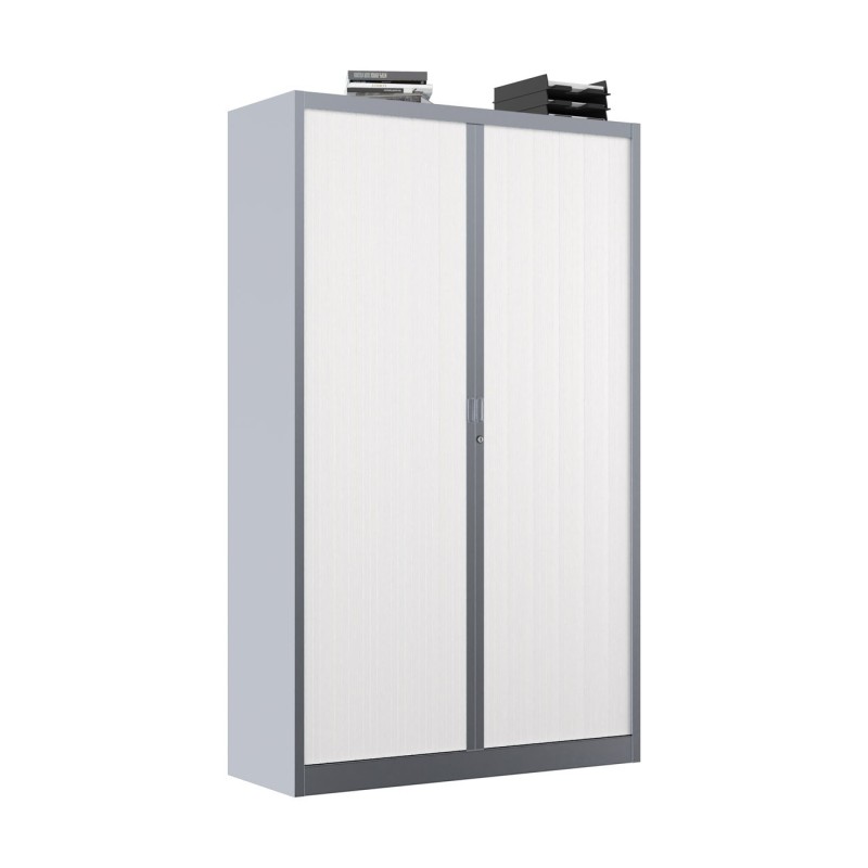 Armoire à rideaux métal Classtout - H.198 x L.120 cm - Corps Aluminium - Rideaux Blanc
