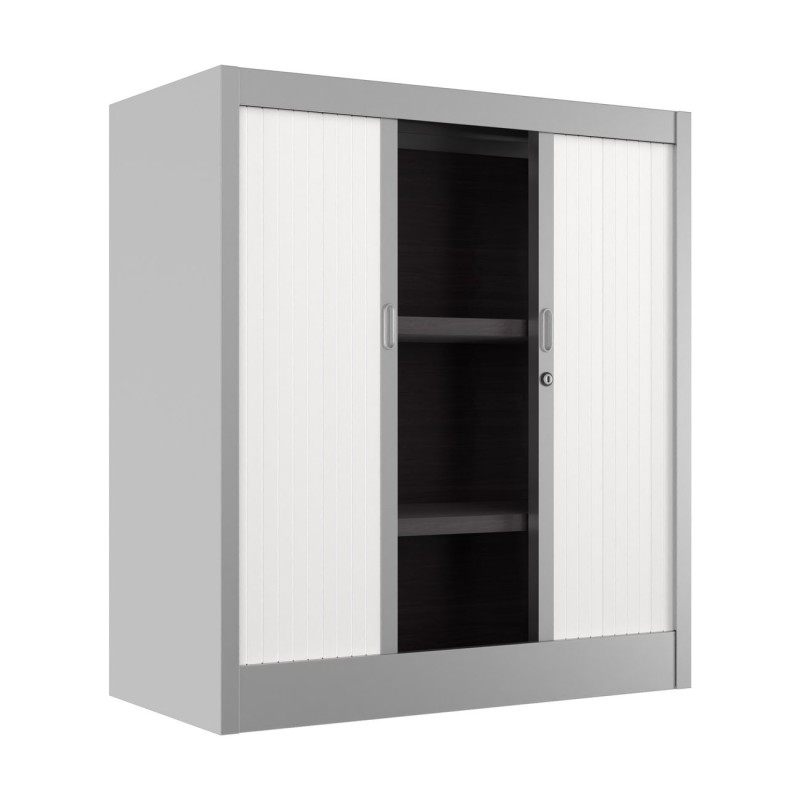 Armoire à rideaux métal Classtout - H.100 x L.90 cm - Corps Aluminium - Rideaux Blanc