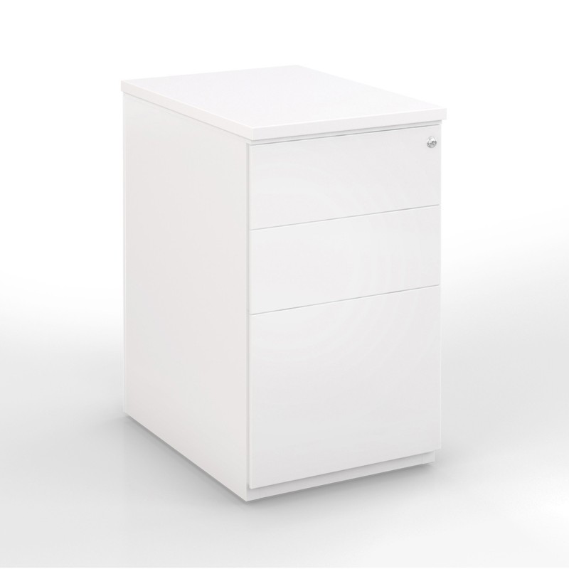 Caisson métal hauteur bureau L.42 x P.80 x H.72 cm - Corps Blanc - Top Blanc