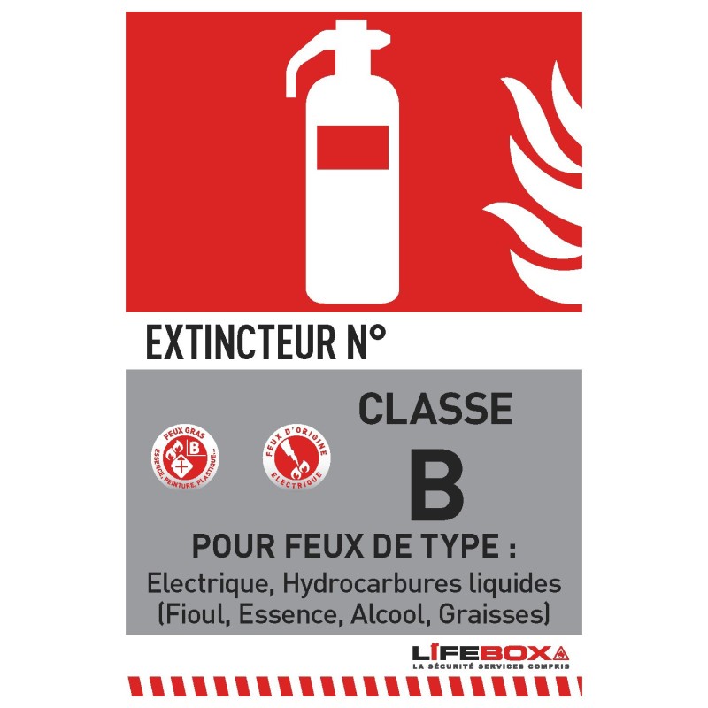 Lifebox Panneau de signalisation incendie - Indicateur Classe de feu - Classe B pour feux de type électrique