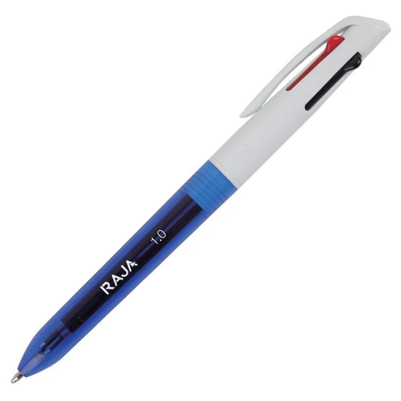 RAJA 4 couleurs Stylo bille rétractable pointe moyenne