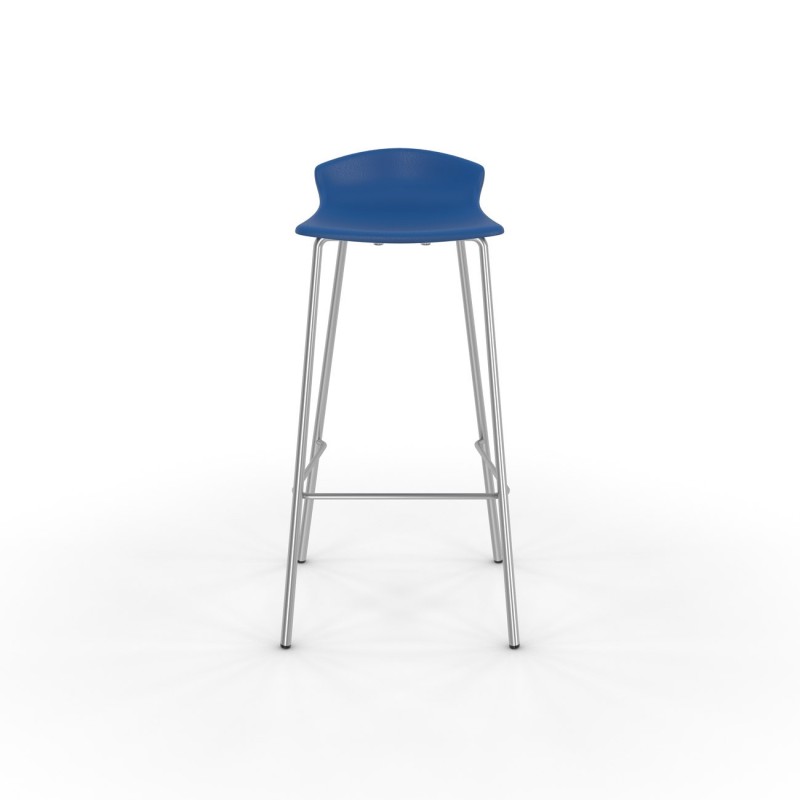 Tabouret haut de restauration Fingal -Assise polypropylène Bleu