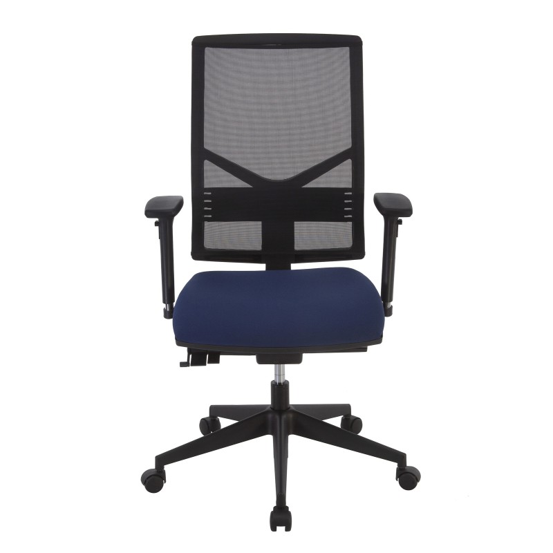 Fauteuil direction Dynamic Maille Noir Tissu Bleu Hauteur réglable - Accoudoir Dossier Roulette