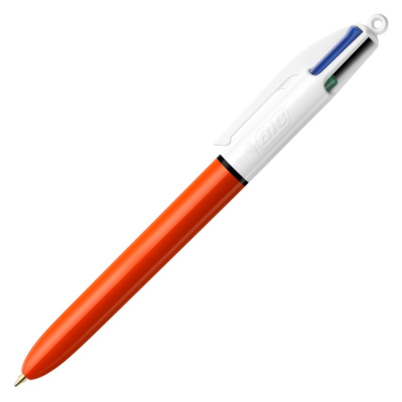 BIC 4 couleurs Original Stylo bille rétractable pointe fine 0,8 mm - Corps Orange