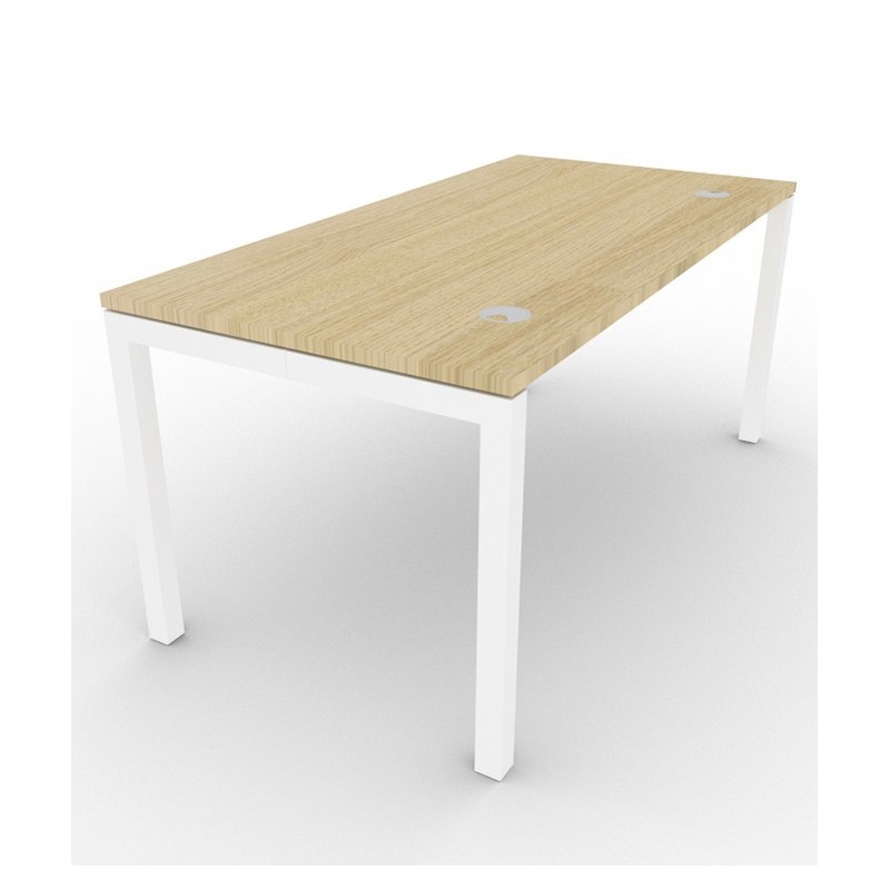 Bureau droit - gamme ARCHE -  L.160 x P.80 x H.72 cm - plateau Chêne - pieds Blanc