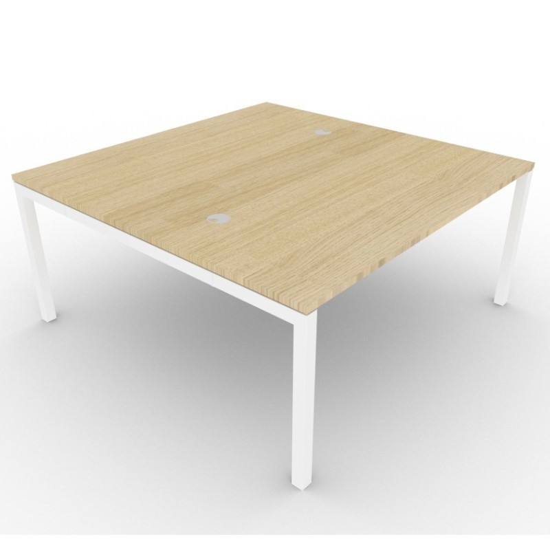 Bureau de direction - gamme ARCHE - L.160 x P.160 x H.72 cm - plateau Chêne - pieds Blanc