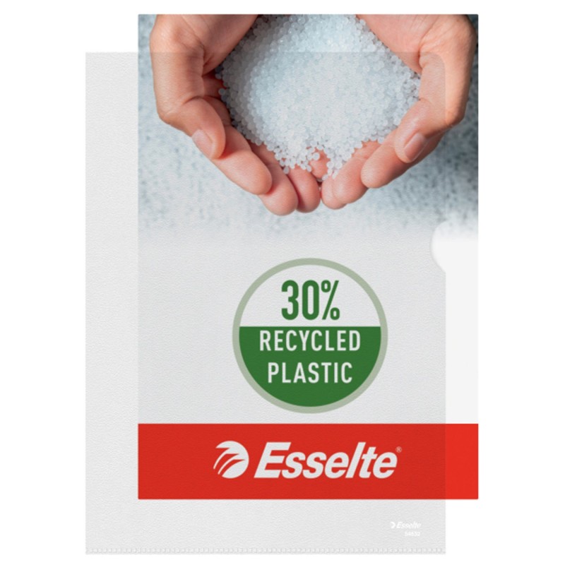 Esselte Chemises-coin transparentes - Format A4 - PP recyclé - Grainé - 105µ - Lot de 100