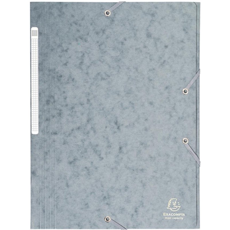Exacompta Chemise 3 rabats à élastiques Maxi Capacity en carte lustrée 425 g/m² - Capacité 300 feuilles - Gris