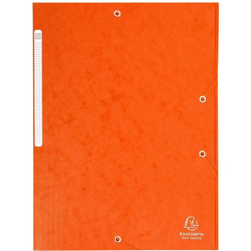 Exacompta Chemise 3 rabats à élastiques Maxi capacity en  carte lustrée 425 g/m² - Capacité 300 feuilles - Orange