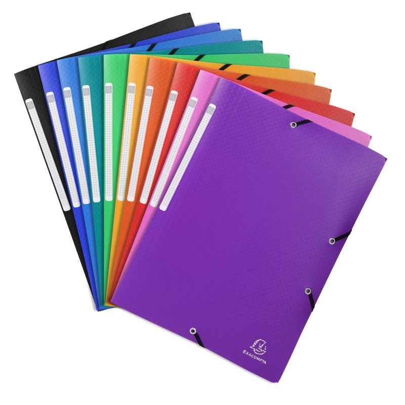 Exacompta Chemise 3 rabats à élastiques en polypropylène - Coloris assortis