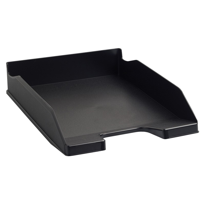 Exacompta Corbeille à courrier ECO BLACK en polypropylène recyclé - Dim : L 25,5 x H 6,5 x P 34,7 cm. Coloris noir