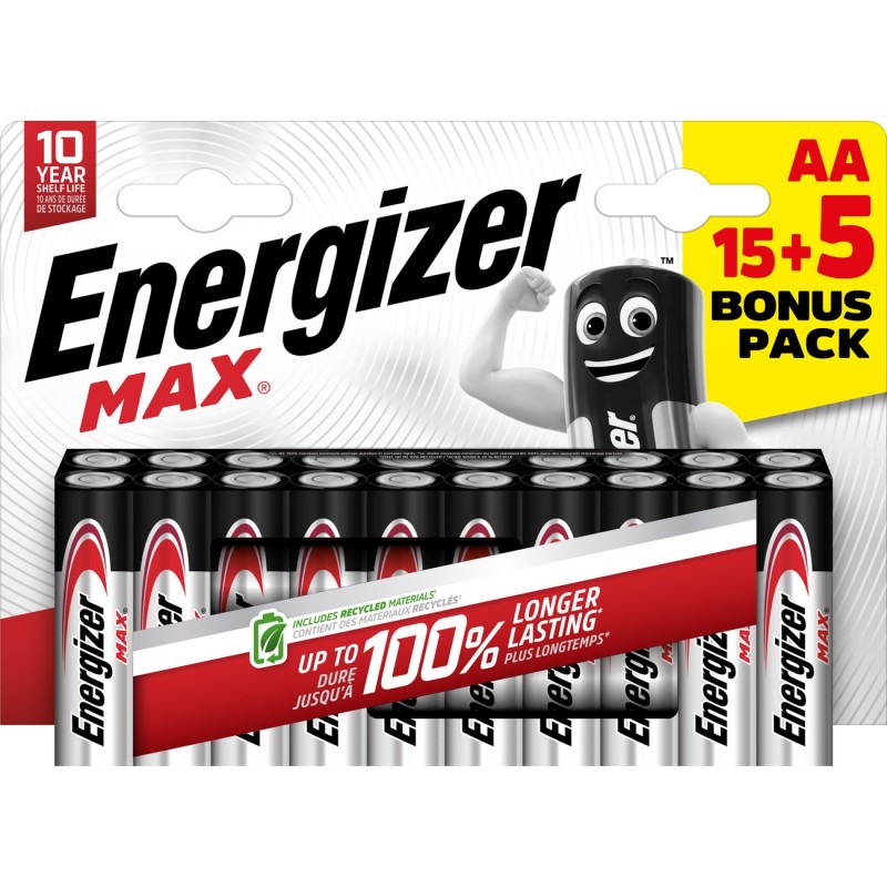 Energizer Pile alcaline AA / LR6 Max - Pack Promo 15 + 5 GRATUITES