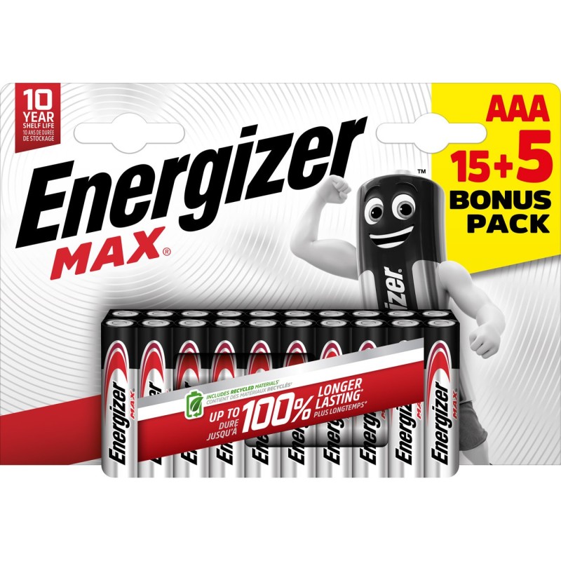 Energizer Pile alcaline AAA / LR3 Max - Pack Promo 15 + 5 GRATUITES