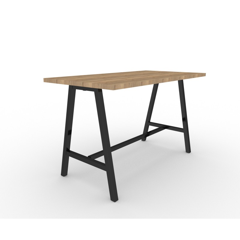 Table de réunion coworking Cohésion H.107 x L.180 x P.90 cm - Plateau Chêne Nebraska - Pieds Noir