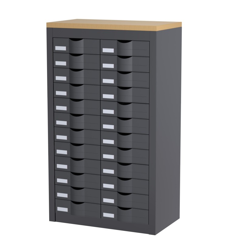 Paperflow Desserte 2 colonnes Cycladis 24 tiroirs - Ht .106.5 cm - Anthracite