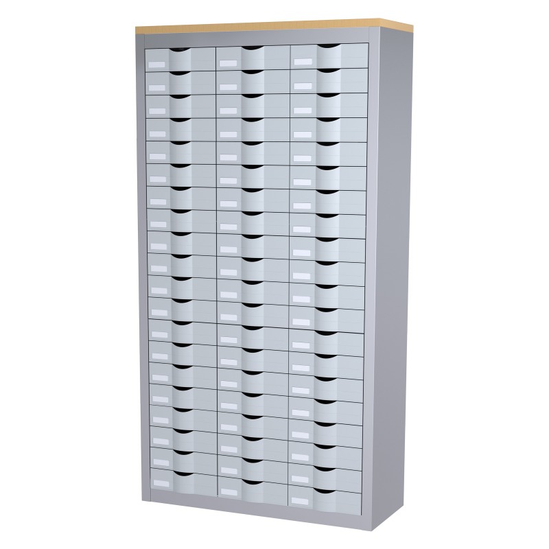 Paperflow Armoire 3 colonnes Cycladis 60 tiroirs - Ht 169,5 cm - Aluminium